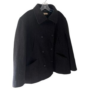 J Crew Vintage Cashmere Wool Blend Winter Pea Coat Thinsulate Lining Size Large